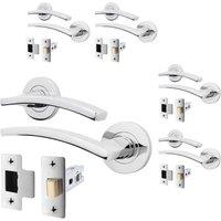 AFIT Chrome Door Handle Latch Set Polished Chrome Door Handle, Latch 5 Pack in Silver | Size: 150mm x 150mm