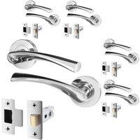 AFIT Chrome Door Handles Rose with Latch, 5 Pairs Polished Chrome Internal in Silver | Size: 150mm x 150mm