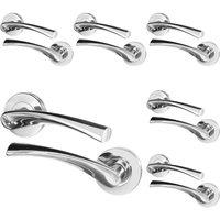 AFIT Chrome Door Handles Rose, 6 Pairs Polished Chrome Internal Lever in Silver | Size: 150mm x 150mm