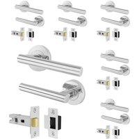 AFIT Chrome Door Handles Round Rose with Latch T-Bar 6 Pair Olvera Range in Silver | Size: 150mm x 150mm