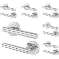 AFIT Chrome Door Handles Round Rose T-Bar 6 Pair Olvera Range in Silver | Size: 150mm x 150mm