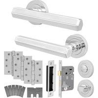 AFIT Chrome Fire Door Handle Bathroom Polished Chrome Bathroom Lock Hinges in Silver | Size: 150mm x 150mm