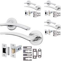 AFIT Chrome Fire Door Handle Latch Set Polished Chrome Internal, Latch 4 Pack in Silver | Size: 150mm x 150mm