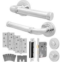 AFIT Chrome Fire Door Handle Bathroom Set Polished Bathroom Lock Hinges in Silver | Size: 150mm x 150mm