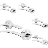 AFIT Chrome Fire Door Handle Polished Chrome Internal Lever On Rose 5 Pack in Silver | Size: 150mm x 150mm