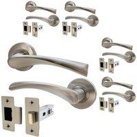 AFIT Novi Satin Nickel Internal Twist Door Handles with Latch 5 Pack in Silver | Size: 150mm x 150mm