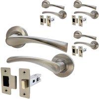 AFIT Novi Satin Nickel Internal Twist Door Handles with Latch 4 Pack in Silver | Size: 150mm x 150mm