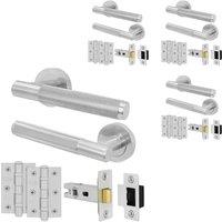AFIT Satin Door Handle Latch Set Satin Nickel Internal Latch Hinges 4 Pack in Silver | Size: 150mm x 150mm