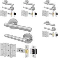 AFIT Satin Nickel Door Handle Latch Set Round T-Bar Handles Latch 6 Pack in Silver | Size: 150mm x 150mm