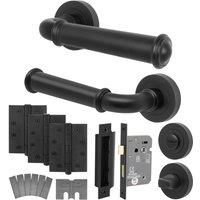 AFIT Black Fire Door Handle Bathroom Set Matt Black Bathroom Lock Hinges | Size: 150mm x 150mm