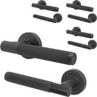 AFIT Black Door Handle Matt Black Internal Lever On Rose Door Handle 4 Pack | Size: 150mm x 150mm