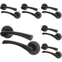 AFIT Black Door Handles Rose, 6 Pairs Matt Black Internal Lever | Size: 150mm x 150mm