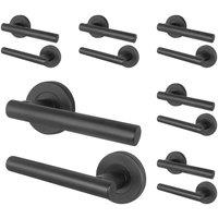 AFIT Black Door Handles Round Rose T-Bar 6 Pair Olvera Range | Size: 150mm x 150mm