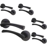 AFIT Black Door Handles Rose, 5 Pairs Matt Black Internal Lever | Size: 150mm x 150mm