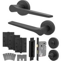 AFIT Black Fire Door Handle Bathroom Matt Black Bathroom Lock Hinges 1 Pack | Size: 150mm x 150mm