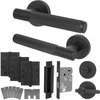 AFIT Black Fire Door Handle Bathroom Matt Black Fire Rated Lock Hinges 1 Pack | Size: 150mm x 150mm