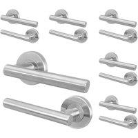 AFIT Satin Door Handles Round Rose T-Bar 6 Pair Olvera Range in Silver | Size: 150mm x 150mm