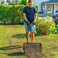 OUTSUNNY Compost Spreader, 24 Garden Spreader w/ Height Adjustable Handle in Orange