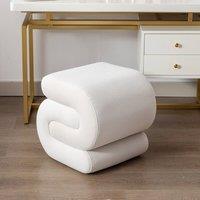 Direct Wicker Velvet Ottoman fabric S-shape stool Wavy Pouf in Ivory | Size: 1 Pack
