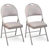 EONLION 2PCS Metal Folding Chair High Back Foldable Padded Seat in Beige