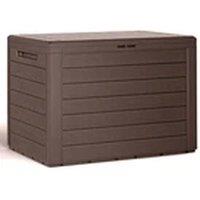 Hinsinc BROWN 190L Tool Storage Box Wood Design Plastic Chest With Lid