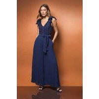 Coast Women's Embellished Bow Shoulder Wide Leg Jumpsuit in Navy | Size: 12