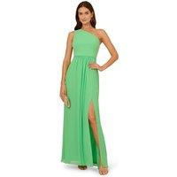 Adrianna Papell Women's One Shoulder Chiffon Gown in Green | Size: 12