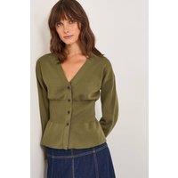 Monsoon Women's Suzy Fitted V-Neck Cardigan Green | Size: 2XL