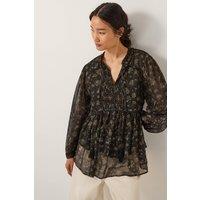 Monsoon Women's Clara Dotwork Print Blouse Black | Size: XL