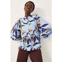 Monsoon Women's Sonya Floral Print Blouson Blouse Blue | Size: Large