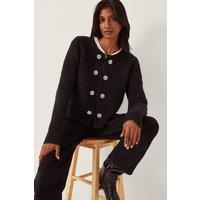 Monsoon Women's Fessa Jewel Brooch Cardigan Black | Size: 2XL