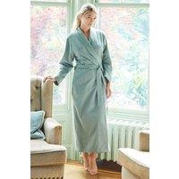 British Boxers Women's "Moss" Herringbone Brushed Cotton Dressing Gown in Dark Green | Size: 2XL