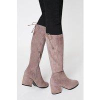 Down To Earth Women's Knee High Block Heel Boots in Taupe | Size: 5