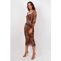 Jaded Rose Women's Kendra Leopard Long Sleeve Backless Midaxi - Square Neck | Size: 8