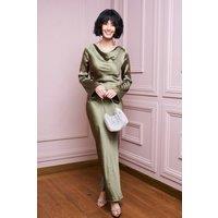 TFNC London Women's Lavisha Olive Maxi Dress in Green | Size: 8
