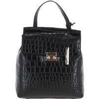 Ashwood Leather Women's Croc Print Real Leather Backpack in Black