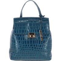 Ashwood Leather Women's Croc Print Real Leather Backpack in Teal