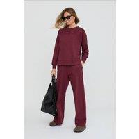 Raffya Women's Lily-Anne Long Sleeves Cut Out Embroidered Sweatshirt In Burgundy | Size: 12