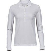 TEE JAYS Women's Stretch Long-Sleeved Polo Shirt in White | Size: Medium