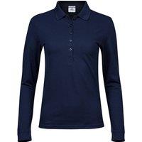 TEE JAYS Women's Stretch Long-Sleeved Polo Shirt in Navy | Size: Large
