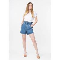 I AM DENIM Women's Super High Paper Bag Waist Shorts in Light Blue | Size: 12