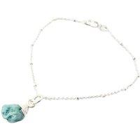 Harfi Women's Raw Turquoise December Birthstone Silver Bracelet in Gold | Size: 7 inches