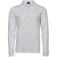 TEE JAYS Men's Luxury Stretch Long-Sleeved Polo Shirt in White | Size: 3XL