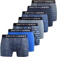 Smith & Jones Men's Zyden Assorted Designs Boxer Shorts (Pack of 7) in Dark Blue | Size: Small