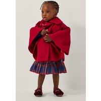 Monsoon Girl's Baby Velvet Bow Cape Coat Red | Size: 0-6 m