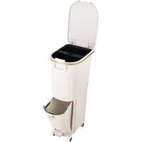 Living and Home 29L 2-Tier Sorting Trash Bin Inner Buckets with Lid & Wheels in Beige