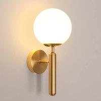 Pheashine Elegant Glass Ball Wall Lamp Gold Milky White 15cm E27 Holder