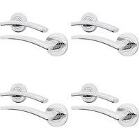 AFIT Chrome Fire Door Handle Polished Chrome Internal Lever On Rose 4 Pack in Silver | Size: 150mm x 150mm