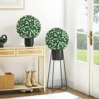 HOMCOM 40cm Artificial Topiary Balls Set of 2 Hanging Faux Boxwood Balls