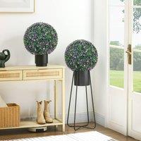 HOMCOM 40cm Artificial Topiary Balls Set of 2 Hanging Faux Boxwood Balls in Purple